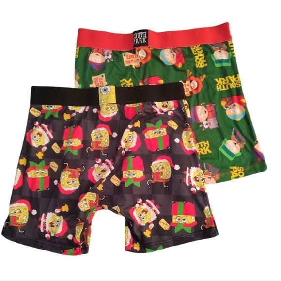 Crazy Boxer 2 Pairs SpongeBob And South Park Christmas Boxer Briefs Large - Picture 10 of 15